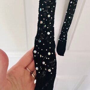 NWOT Embellished Women's Black Fishnets - Diamantes